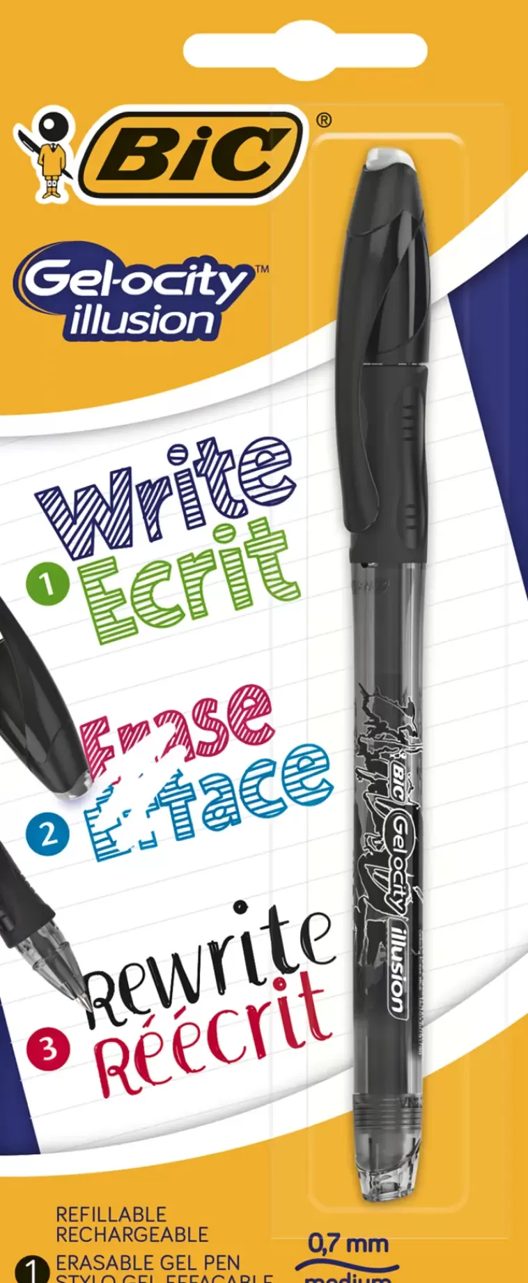 BiC Gelocity Illusion Pyyhittava Geelikyna Musta Shop