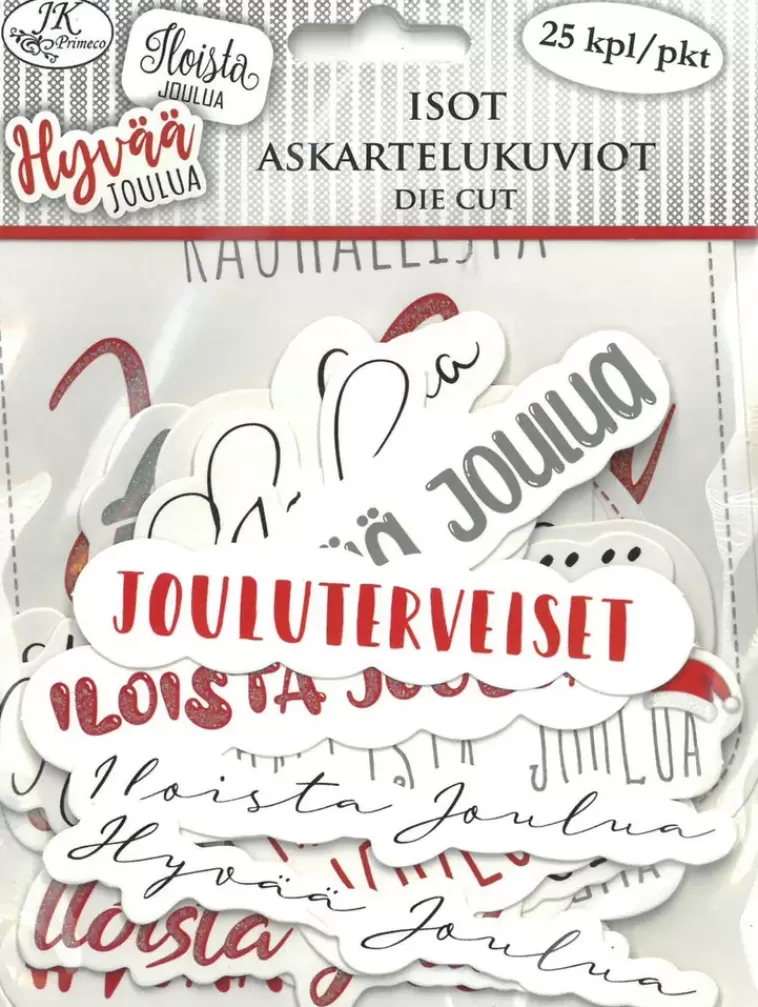 J.K. Primeco Askartelukuvio Iso Joulutekstit Punaharmaa Hot