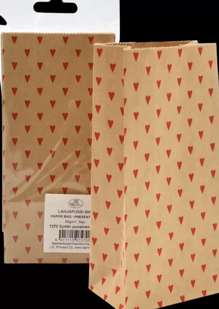 J.K. Primeco Lahjapussi Mini Sydan Punainen Natur 5 Kpl Flash Sale