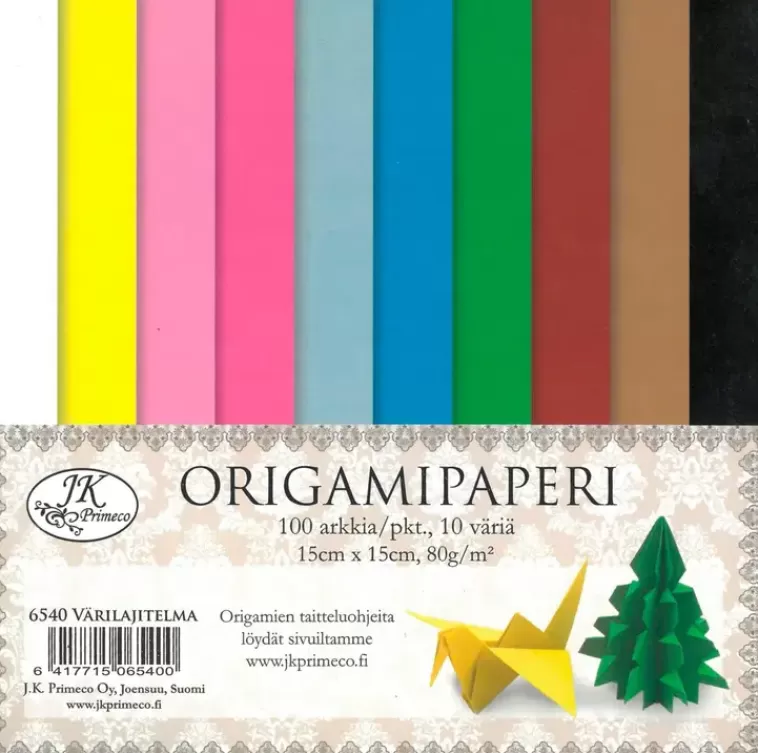 J.K. Primeco Origamipaperi Varilajitelma 100Ark/Pkt, 15 X 15Cm Store