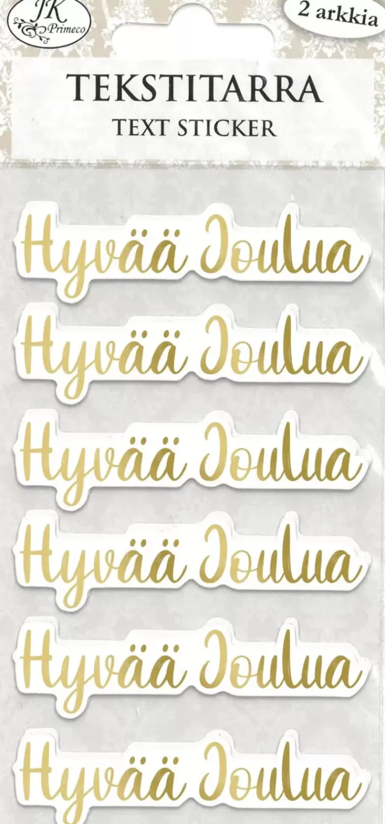 J.K. Primeco Tekstitarra Hyvaa Joulua Kultafolio 2 Ark Store