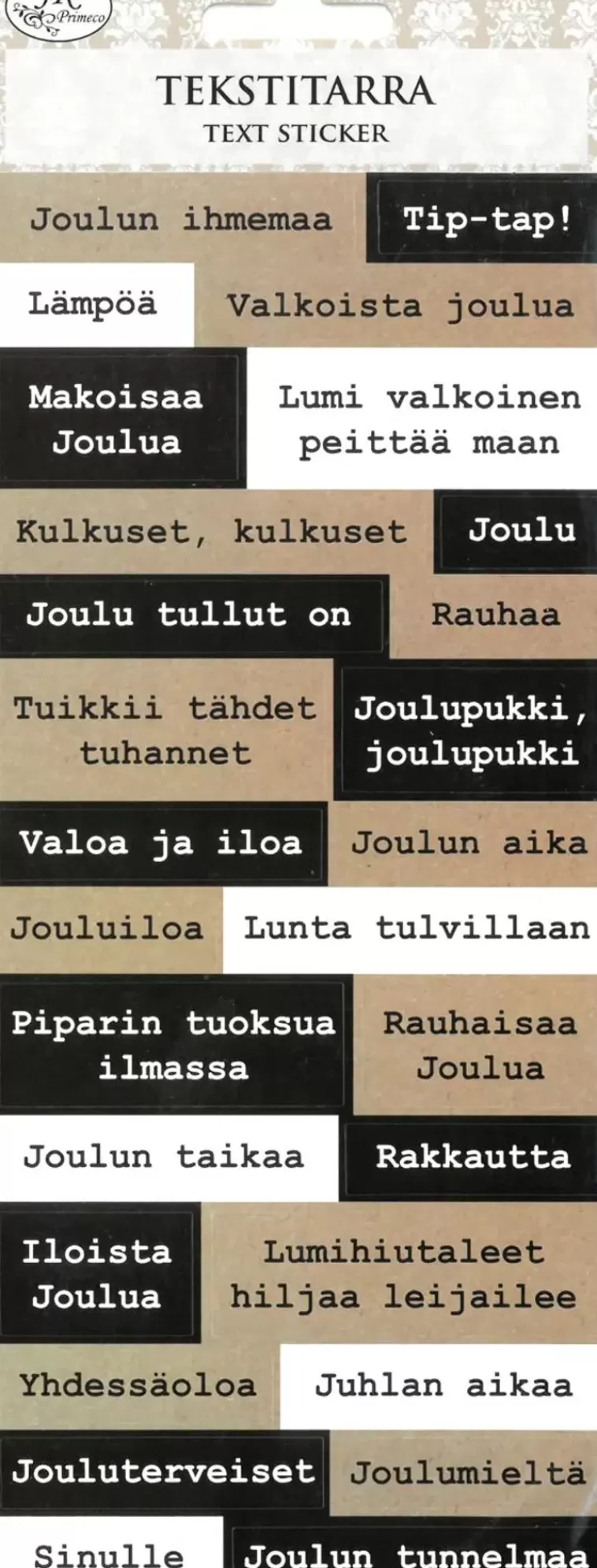 J.K. Primeco Tekstitarra Joulusanonnat Musta-Natur Online