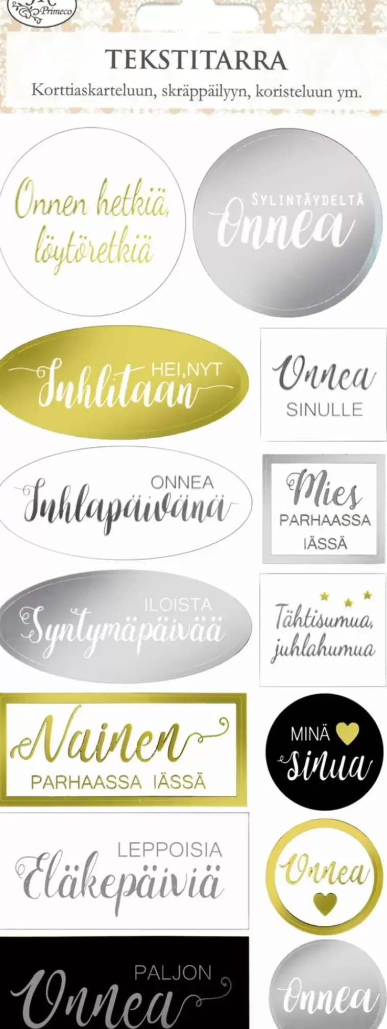 J.K. Primeco Tekstitarra Onnittelut Kulta/Hopea Cheap