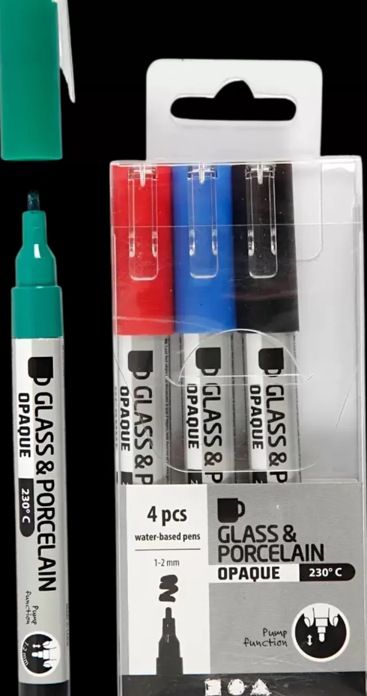 Ei merkkiä Lasi- Ja Posliinitussi, Musta, Sininen, Vihrea, Punainen, Paksuus 1-2 Mm, Lapikuultavat, 4 Kpl/ 1 Pkk Outlet