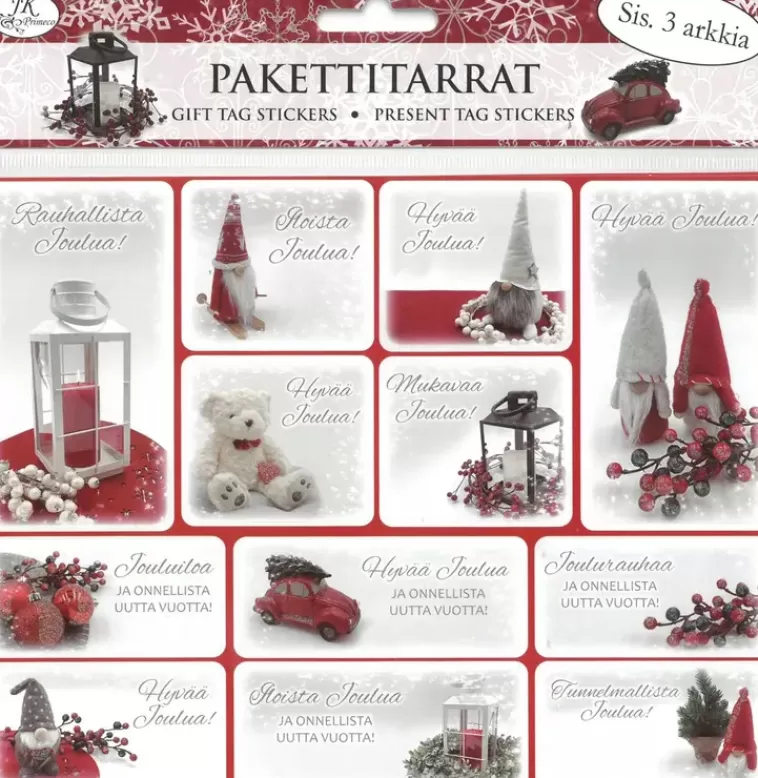 J.K. Primeco Pakettitarra Deco Punainen 3Ark/Pkt Clearance