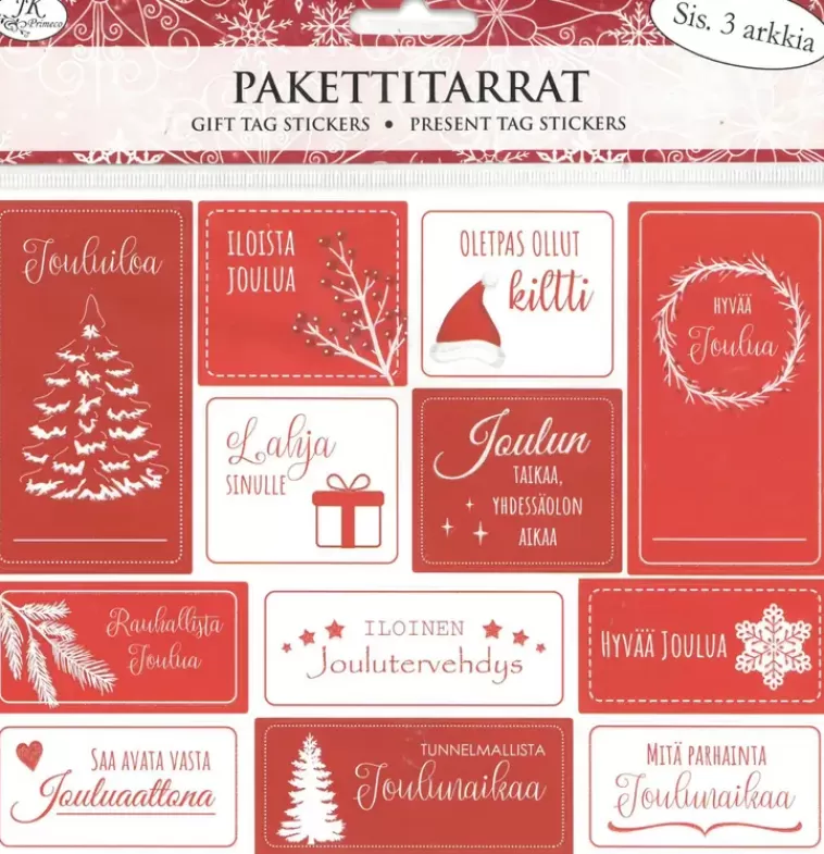 J.K. Primeco Pakettitarra Joulu Punainen 3Ark/Pkt Cheap